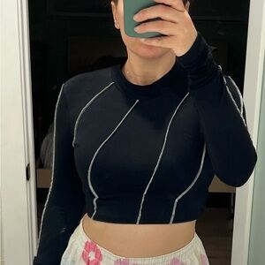 Noisy may Black Long Sleeve Crop Top